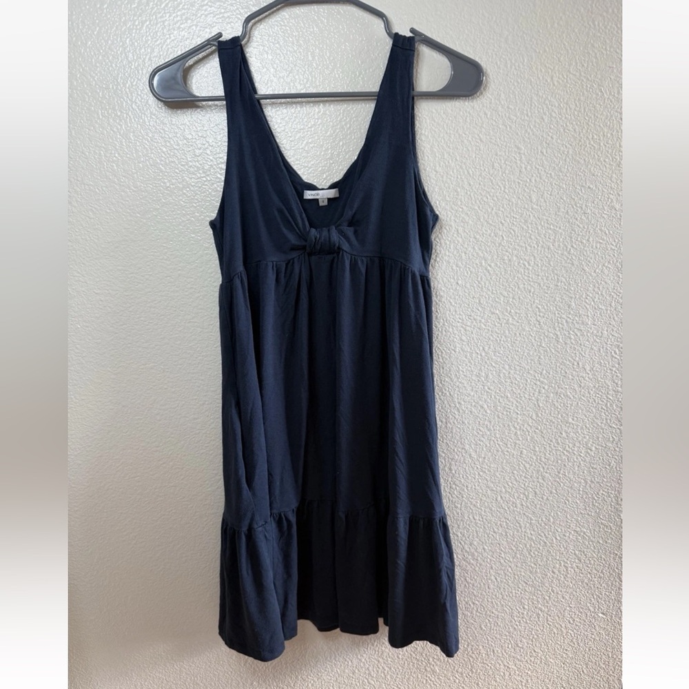 Vince.  Women’s Babydoll Mini Navy Blue V Neck Summer Dress Small